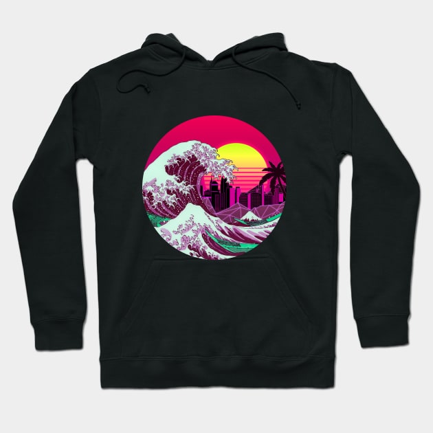 The Great RetroWave off Kanagawa Hoodie by Kiboune